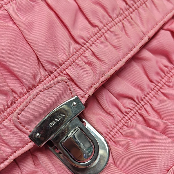 Quilted Nylon Shoulder Bag Red