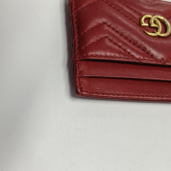 Authenticated pre-owned GG Marmont Quilted Calfskin Red Card Holder - Card Holder at Looply