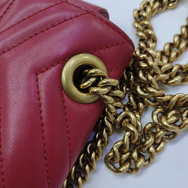 GG Marmont Small Quilted Calfskin Red