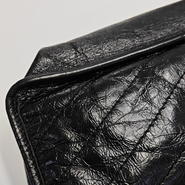 NIKI Medium Chevron Calfskin Black