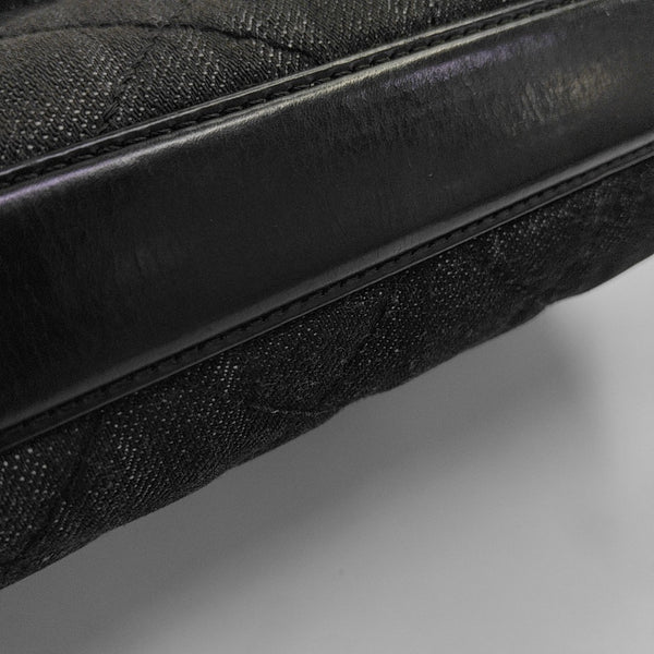 Quilted Canvas Shoulder Bag Black