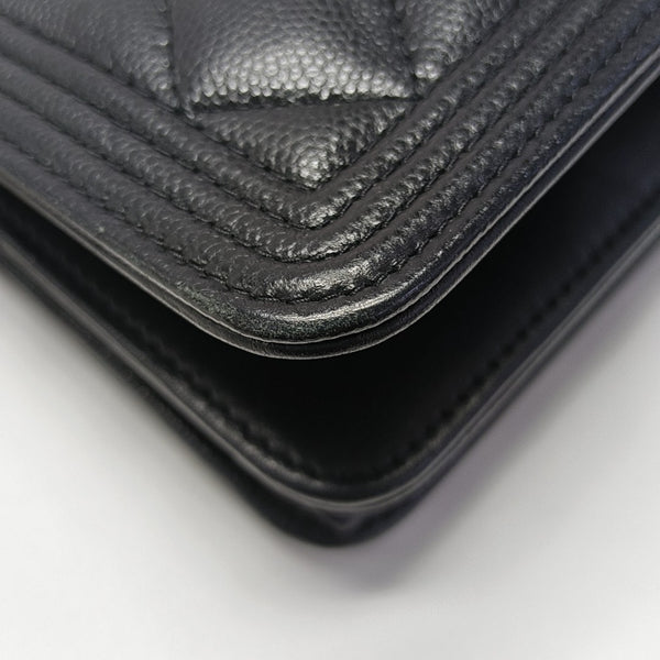 BOY CHANEL Mini Quilted Grained Calfskin Black