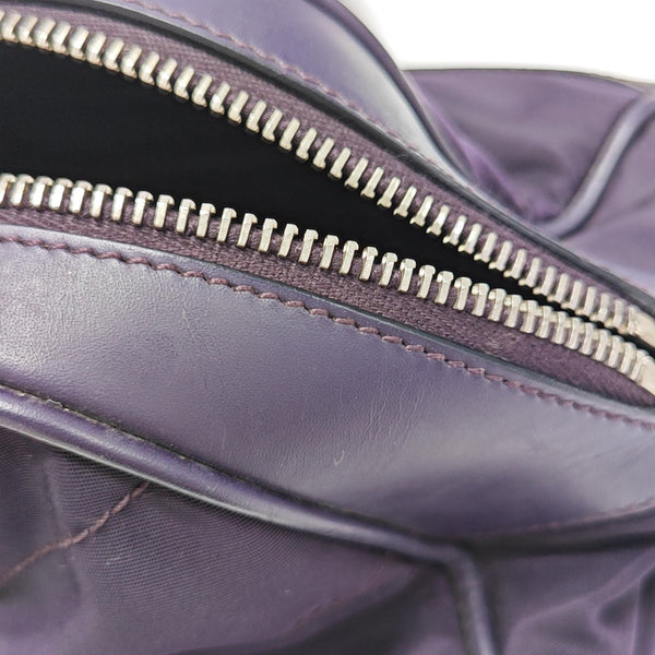 Quilted Nylon Top Handle Bag Purple