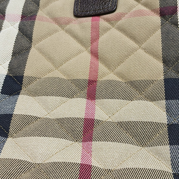 Quilted Canvas Top Handle Bag Brown