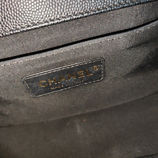 BOY CHANEL Medium Quilted Grained Calfskin Black