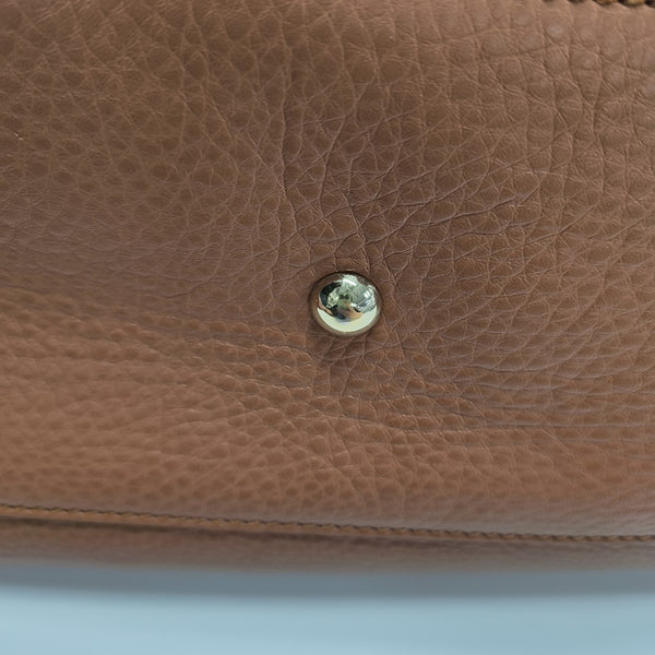 Calfskin Top Handle Bag Brown