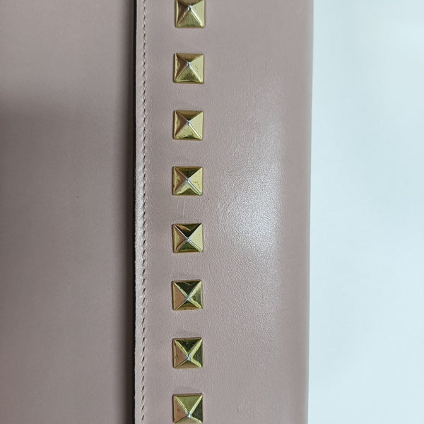 Cartera rosa de piel de ternera Rockstud