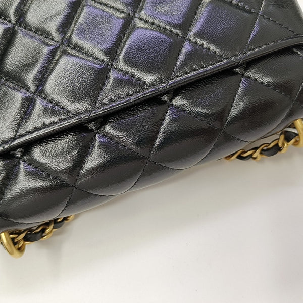 Quilted Lambskin Shoulder Bag Black