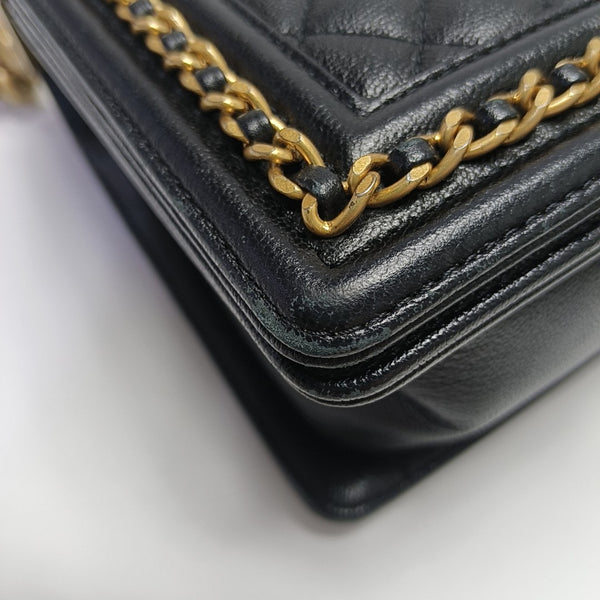 BOY CHANEL Medium Quilted Grained Calfskin Black
