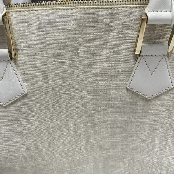 Coated Canvas Top Handle Bag White