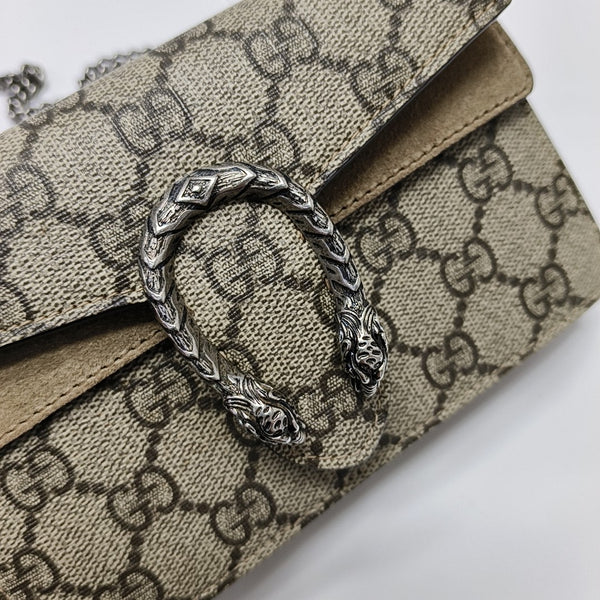 Dionysus Super Mini Monogram Coated Canvas Beige