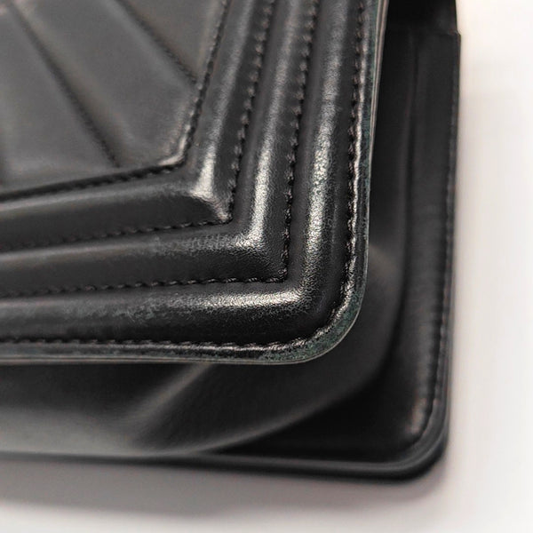 BOY CHANEL Small Chevron, Quilted Calfskin Black