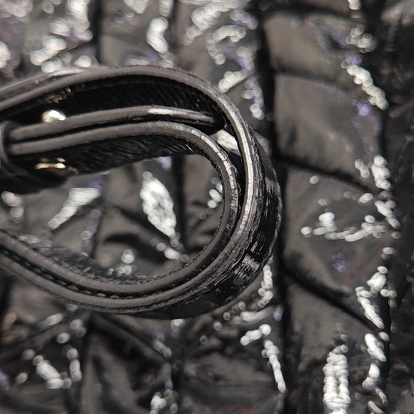 Quilted Patent Leather Tote Bag Black