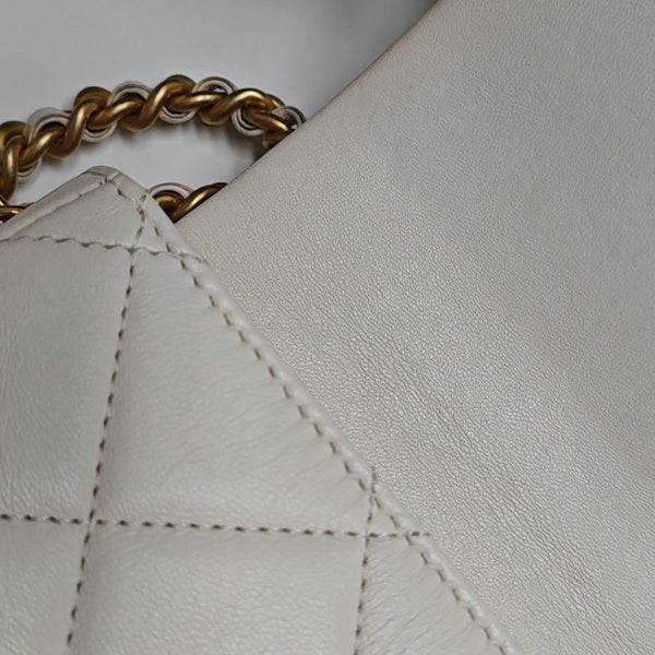 Quilted Calfskin Shoulder Bag White