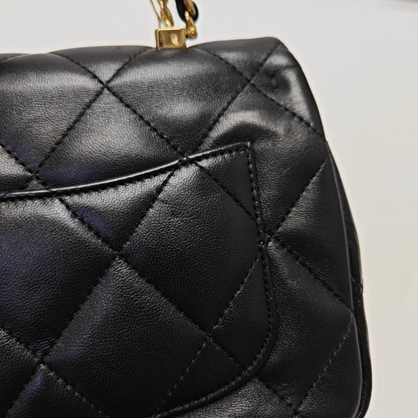 Quilted Lambskin Shoulder Bag Mini Black