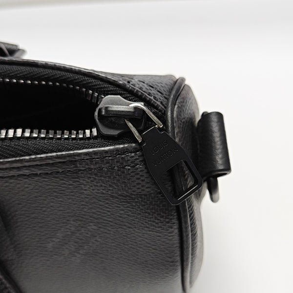 KEEPALL 25 Damier Graphite Coated Canvas Black