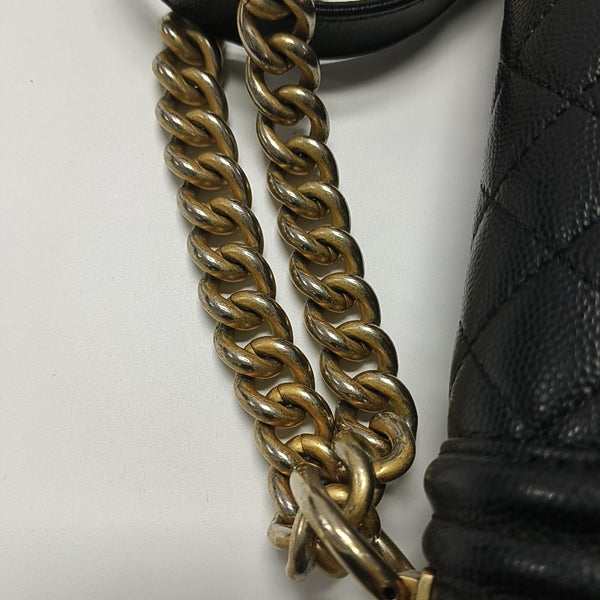 BOY CHANEL Medium Quilted Grained Calfskin Black