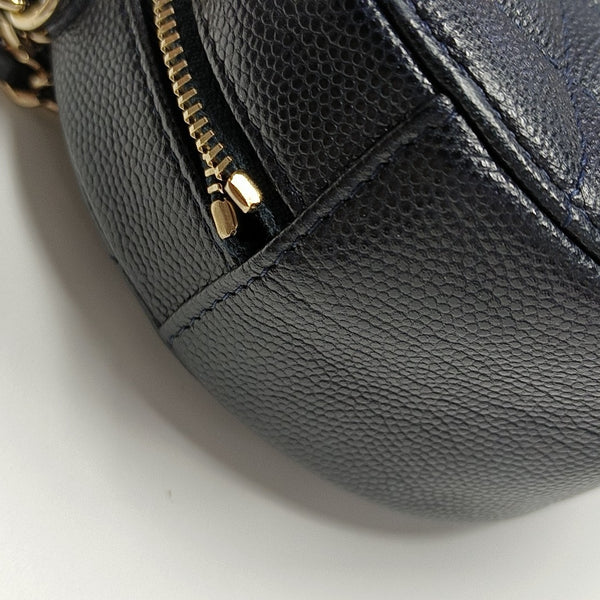 ROUND Quilted Grained Calfskin Blue