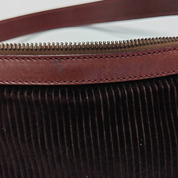 Quilted Corduroy Shoulder Bag Brown