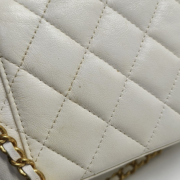VANITY CASE Small Quilted Lambskin White