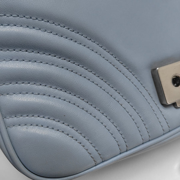 GG Marmont Small Quilted Calfskin Blue