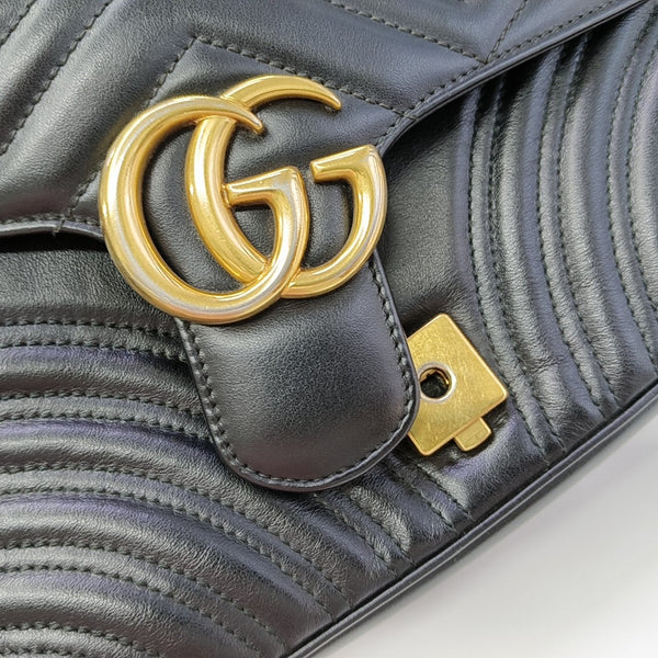 GG Marmont Small Quilted Calfskin Black