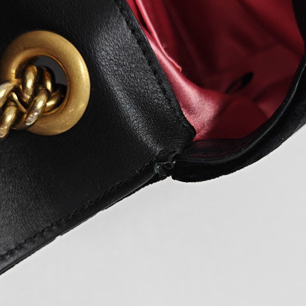 GG Marmont Small Quilted Velvet Black