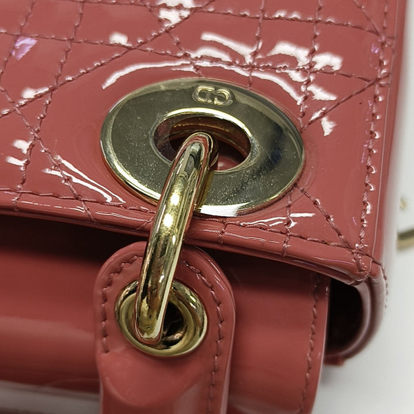 Lady Dior Mini Cannage Patent Leather Pink