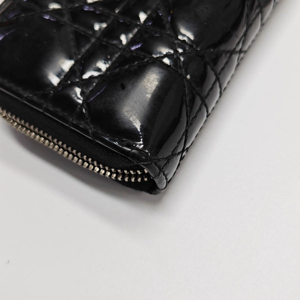 Lady Dior Cannage Patent Leather Black Wallet