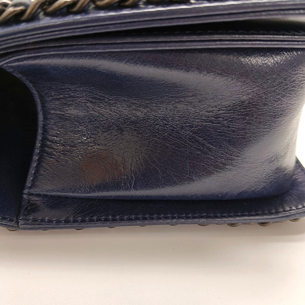 Authenticated pre-owned BOY CHANEL Medium Quilted Calfskin Blue - Crossbody Bag at Looply