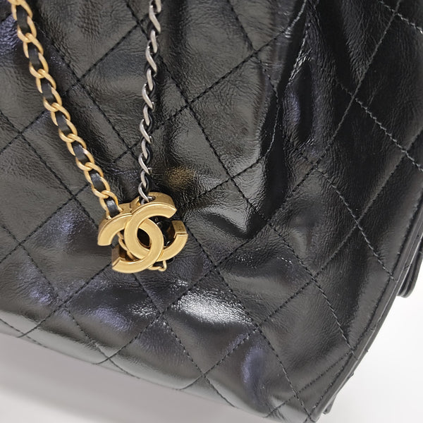 Quilted Calfskin Backpack Black
