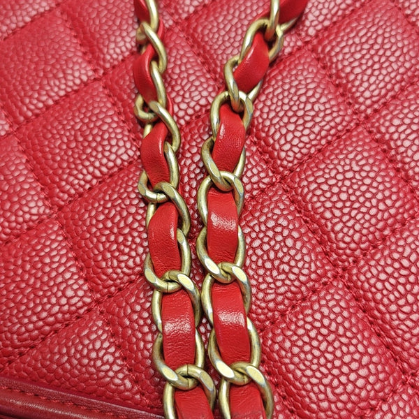 FILIGREE Medium Quilted Grained Calfskin Red