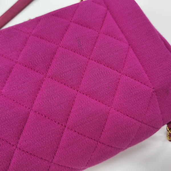 Quilted Fabric Shoulder Bag Pink