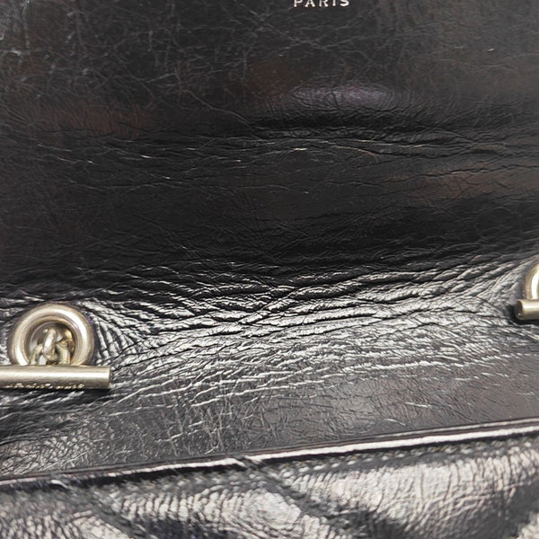 Chevron Calfskin Shoulder Bag Black