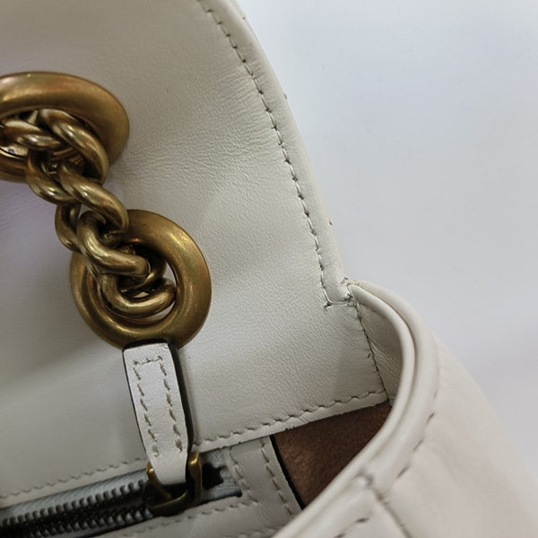 GG Marmont Medium Quilted Calfskin White