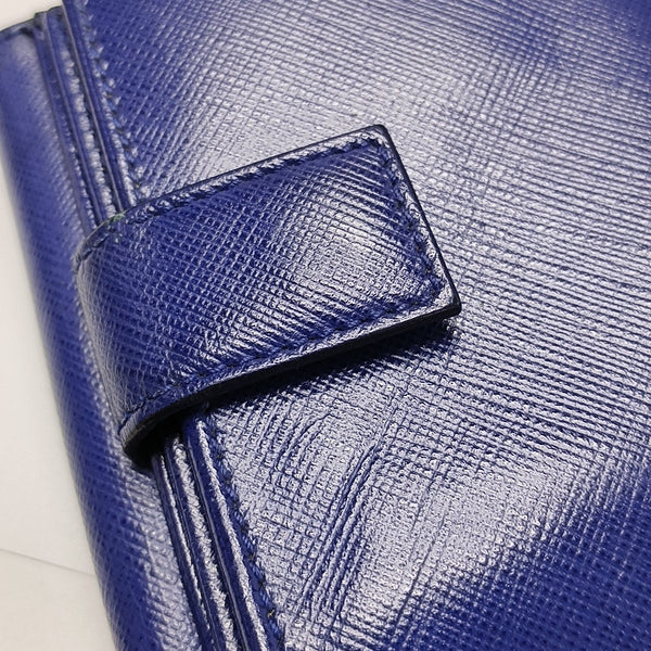 Billetera azul de piel de ternera Vara