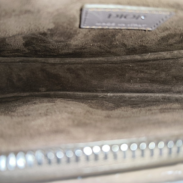 Authenticated pre-owned Saddle Monogram Patent Leather Grey - Shoulder Bag at Looply