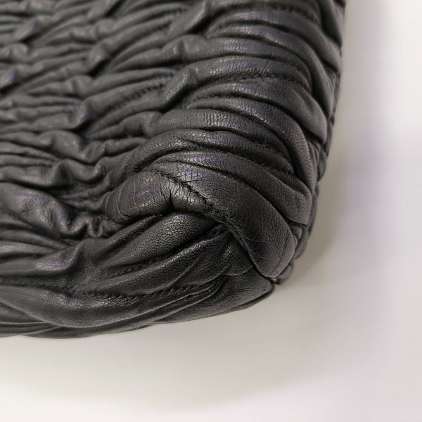 Quilted Lambskin Top Handle Bag Black