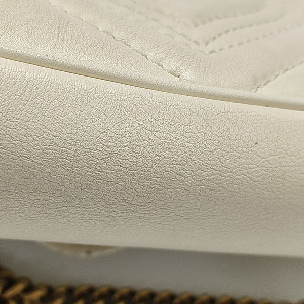 GG Marmont Mini Quilted Calfskin White