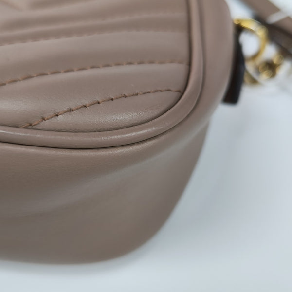 GG Marmont Small Quilted Calfskin Beige