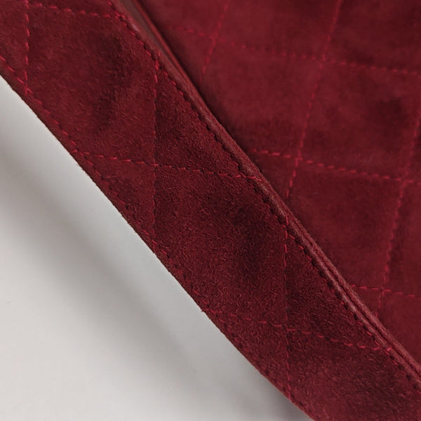 Quilted Suede Top Handle Bag Red
