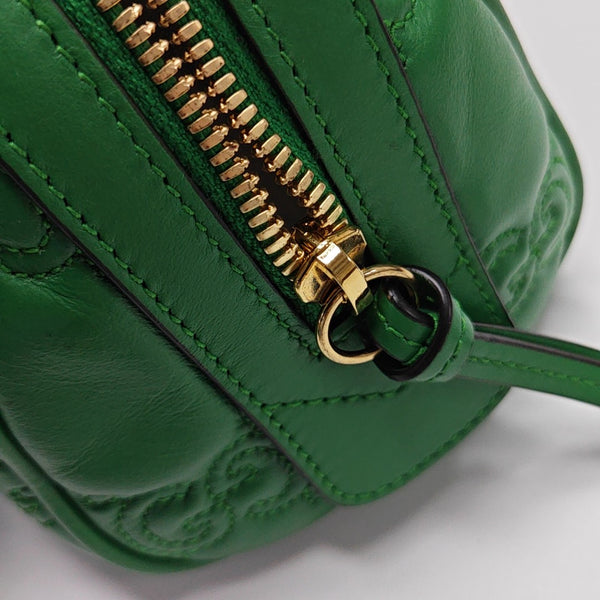 GG Matelassé Mini Monogram Leather Green