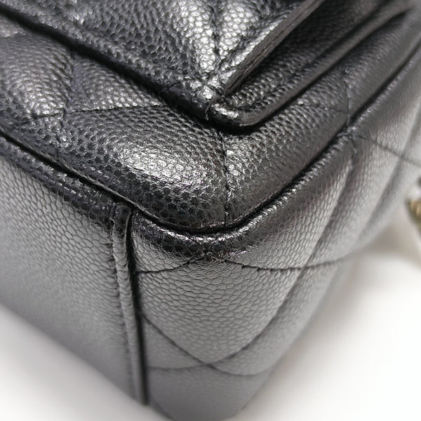 Quilted Grained Calfskin Backpack Mini Black
