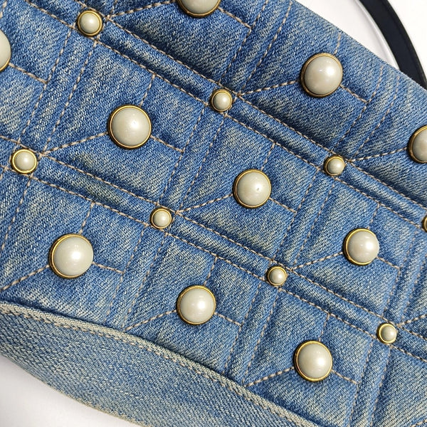 GG Marmont Small Quilted Canvas Blue