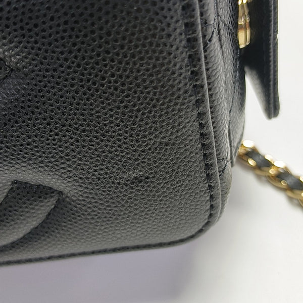 Cargo Small Quilted Grained Calfskin Black