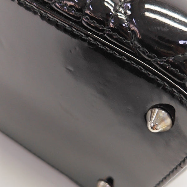 Lady Dior Medium Cannage Patent Leather Black