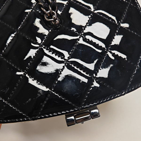Quilted Patent Leather Top Handle Bag Yellow