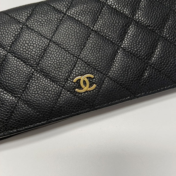 Quilted Grained Calfskin Wallet Black