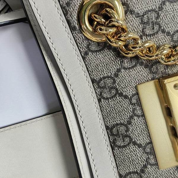 Padlock Small Monogram Coated Canvas Beige
