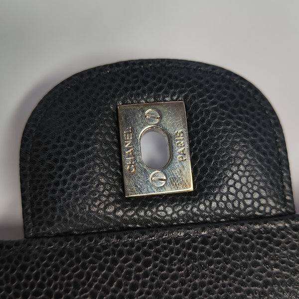 Quilted Grained Calfskin Shoulder Bag Large Black